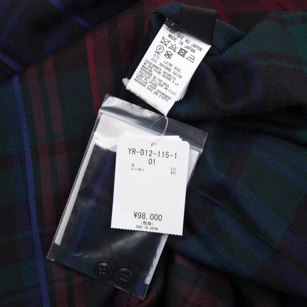 ワイズY's ウールレーヨンランダムチェックシャツワンピース マルチ1 K-113158_014