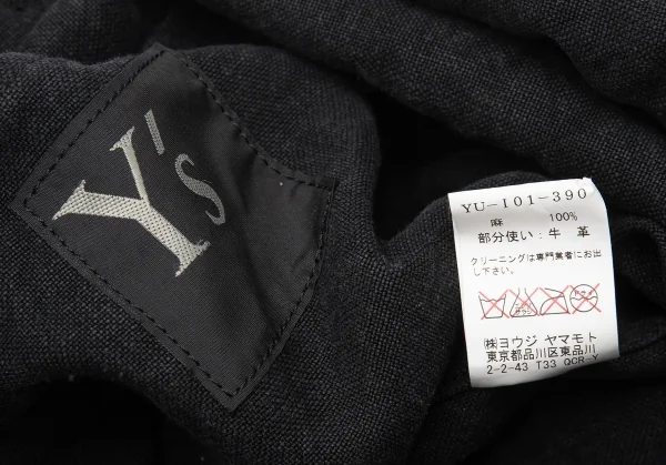 ワイズY's リネンレザー切替3WAYバッグ 黒 K-113164_014