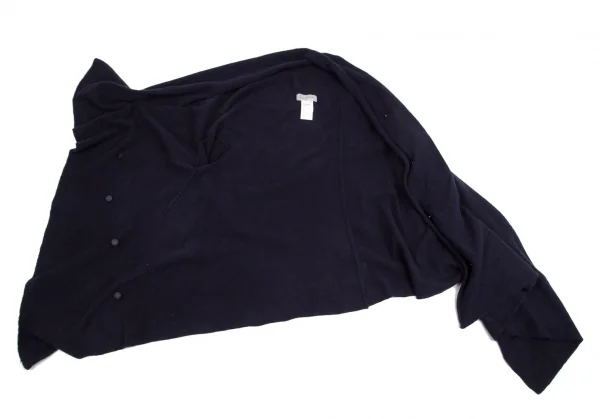 ヨウジヤマモト ファムYohji Yamamoto FEMME ウールナイロンドレープアシンメトリーニットジャケット 紺2 K-113175_010