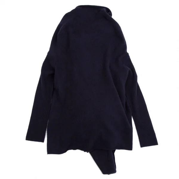 ヨウジヤマモト ファムYohji Yamamoto FEMME ウールナイロンドレープアシンメトリーニットジャケット 紺2 K-113175_011