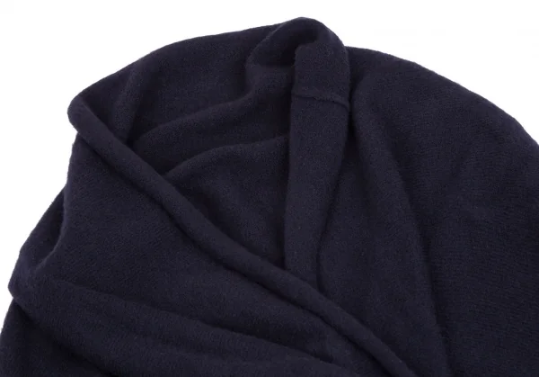 ヨウジヤマモト ファムYohji Yamamoto FEMME ウールナイロンドレープアシンメトリーニットジャケット 紺2 K-113175_004