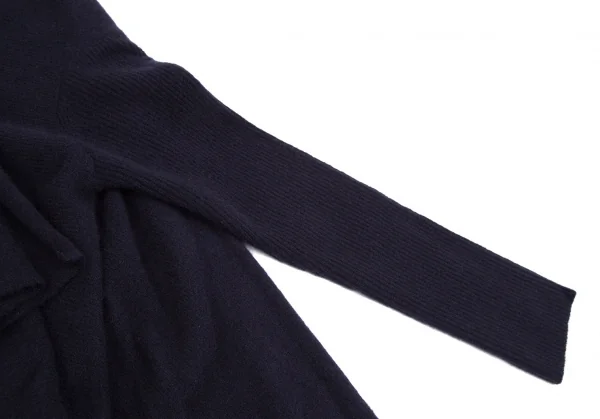 ヨウジヤマモト ファムYohji Yamamoto FEMME ウールナイロンドレープアシンメトリーニットジャケット 紺2 K-113175_006