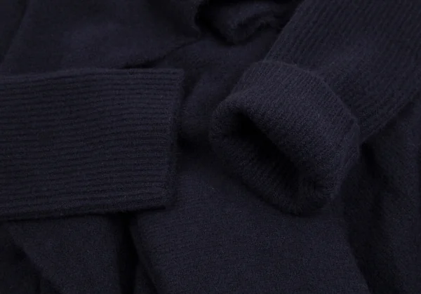 ヨウジヤマモト ファムYohji Yamamoto FEMME ウールナイロンドレープアシンメトリーニットジャケット 紺2 K-113175_007