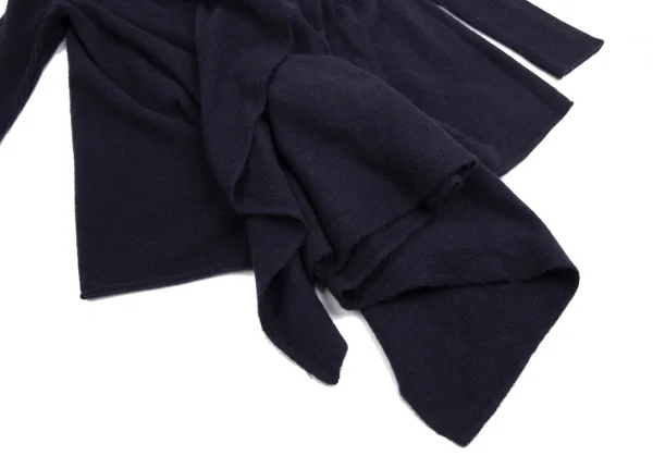 ヨウジヤマモト ファムYohji Yamamoto FEMME ウールナイロンドレープアシンメトリーニットジャケット 紺2 K-113175_008