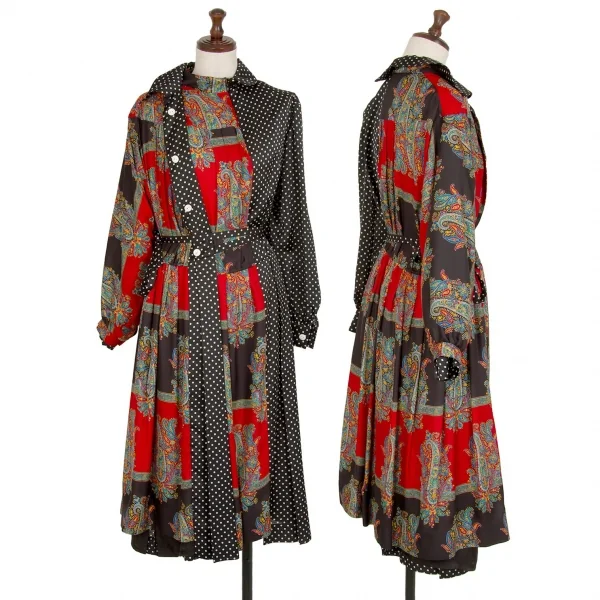 JUNYA WATANABE COMME des GARCONS Dot Paisley Asymmetry Dress Black,Multi-Color XS K-113179_001