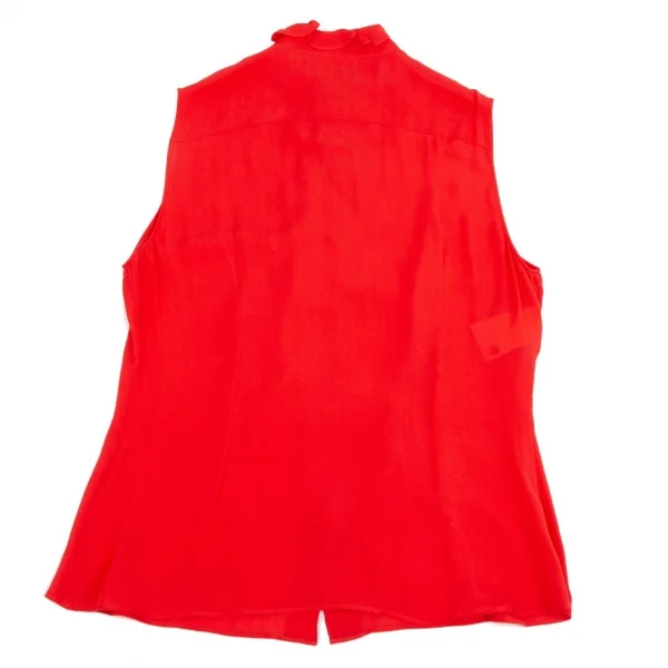 モスキーノ クチュールMOSCHINO COUTURE ベアーメタルボタンフリルノースリーブシャツ 赤48 K-113182_013