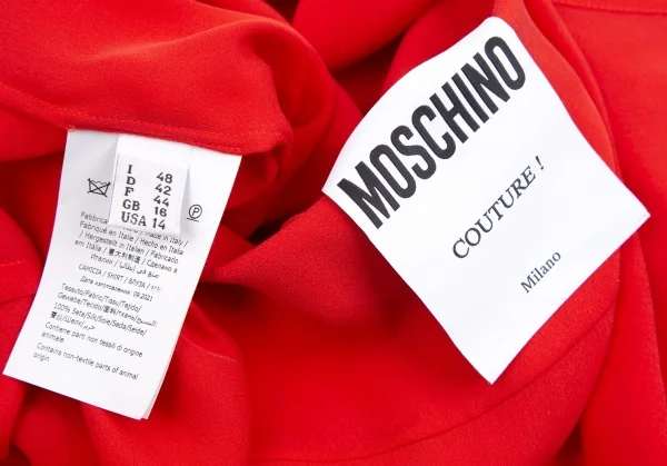 モスキーノ クチュールMOSCHINO COUTURE ベアーメタルボタンフリルノースリーブシャツ 赤48 K-113182_017