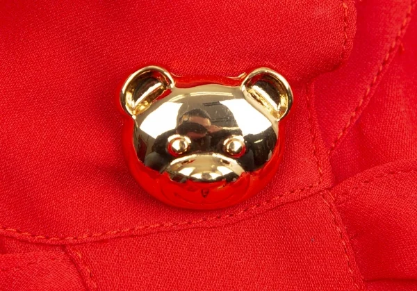 モスキーノ クチュールMOSCHINO COUTURE ベアーメタルボタンフリルノースリーブシャツ 赤48 K-113182_008