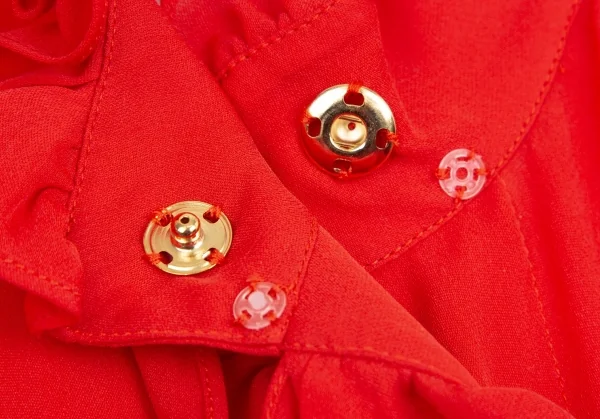 モスキーノ クチュールMOSCHINO COUTURE ベアーメタルボタンフリルノースリーブシャツ 赤48 K-113182_009