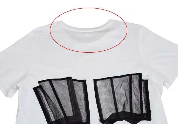アレキサンダーマックイーンAlexander McQUEEN メッシュコルセットプリントTシャツ 白48 K-113183_013