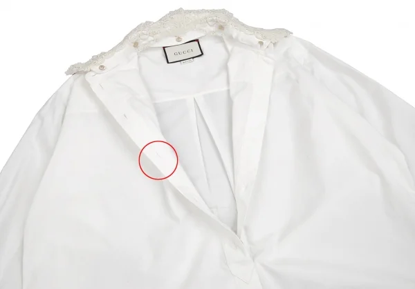 グッチGUCCI フラワーレースカラー着脱オーバーサイズシャツ 白38 K-113190_006