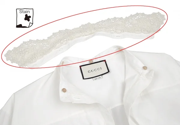 グッチGUCCI フラワーレースカラー着脱オーバーサイズシャツ 白38 K-113190_008