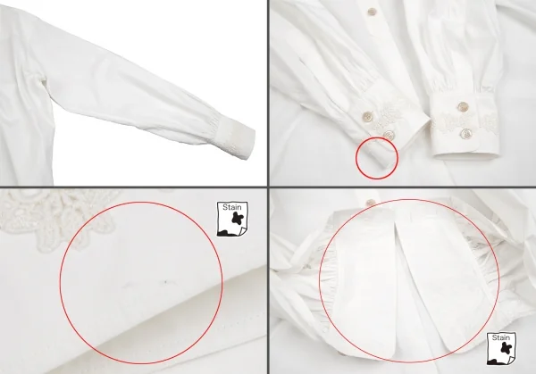 グッチGUCCI フラワーレースカラー着脱オーバーサイズシャツ 白38 K-113190_009