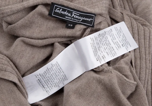 サルヴァトーレフェラガモ Salvatore Ferragamo シルクカシミヤ混ウールドレープニットカーディガン ベージュXS K-113213_012