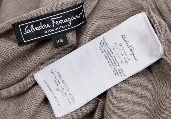 サルヴァトーレフェラガモ Salvatore Ferragamo シルクカシミヤ混ウールドレープニットカーディガン ベージュXS K-113213_013
