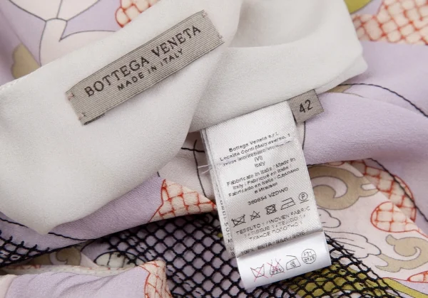 ボッテガヴェネタ BOTTEGA VENETA ボタニカルプリントシルクタックワンピース ラベンダー他42 K-113215_014