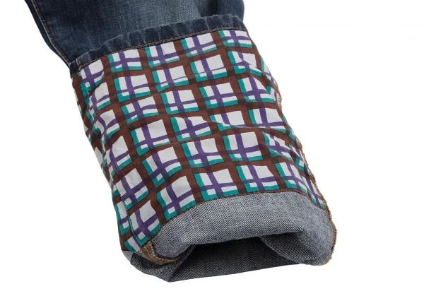 マルニMARNI 裾裏チェックボタンフライデニムパンツ インディゴ23 K-113219_010