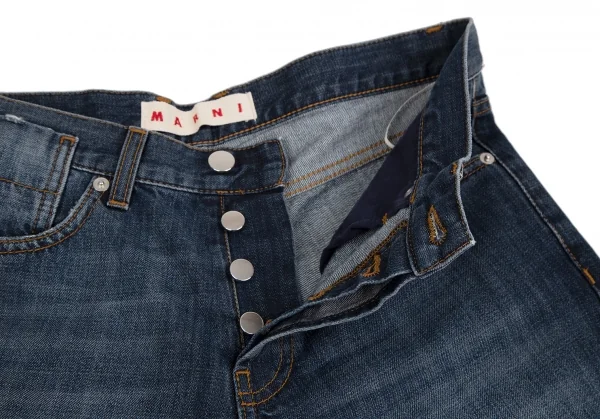 マルニMARNI 裾裏チェックボタンフライデニムパンツ インディゴ23 K-113219_005