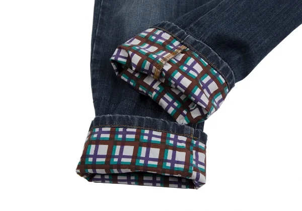 マルニMARNI 裾裏チェックボタンフライデニムパンツ インディゴ23 K-113219_009