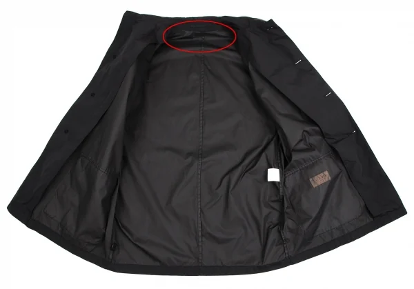 ロエベLOEWE 裏コーティングナイロンコットンハーフコート 黒52 K-113221_011