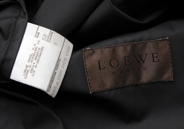 ロエベLOEWE 裏コーティングナイロンコットンハーフコート 黒52 K-113221_015