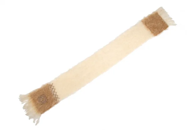 ロエベLOEWE モヘアウールアナグラム刺繍マフラー オフ K-113222_005