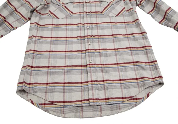 ヒステリックグラマーHYSTERIC GLAMOUR ウエスタンヨークチェックネルシャツ ライトグレー他F K-113225_010