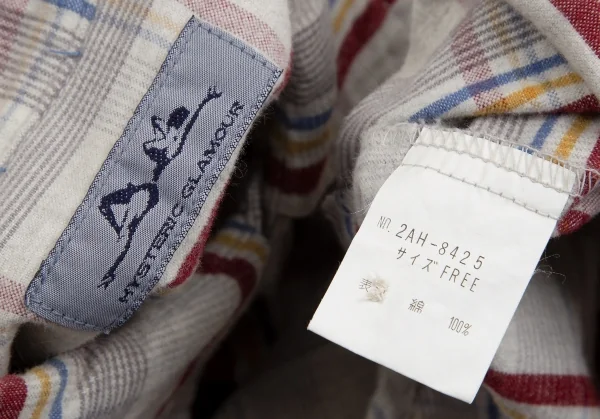 ヒステリックグラマーHYSTERIC GLAMOUR ウエスタンヨークチェックネルシャツ ライトグレー他F K-113225_016