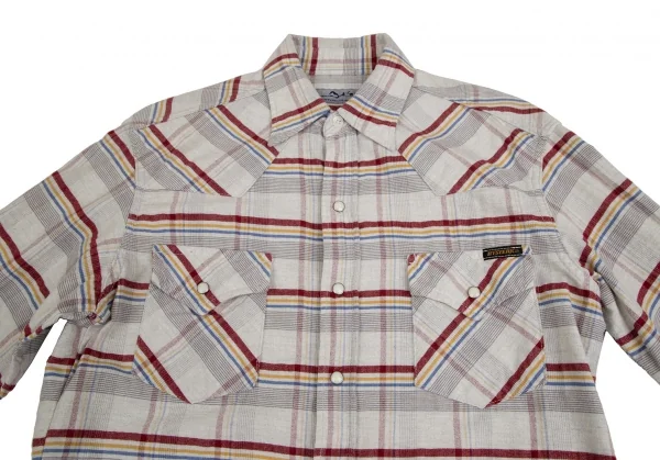 ヒステリックグラマーHYSTERIC GLAMOUR ウエスタンヨークチェックネルシャツ ライトグレー他F K-113225_003