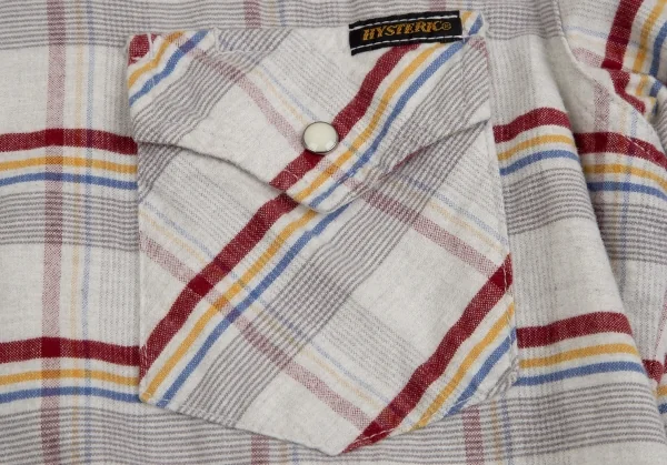 ヒステリックグラマーHYSTERIC GLAMOUR ウエスタンヨークチェックネルシャツ ライトグレー他F K-113225_006