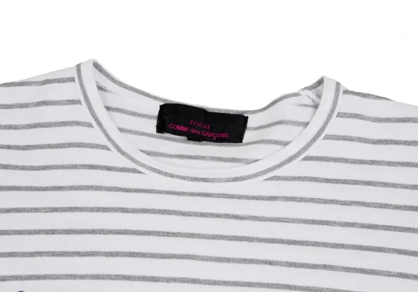 トリココムデギャルソンtricot COMME des GARCONS レースビスチェプリントボーダーカットソー 白グレーS K-113235_003