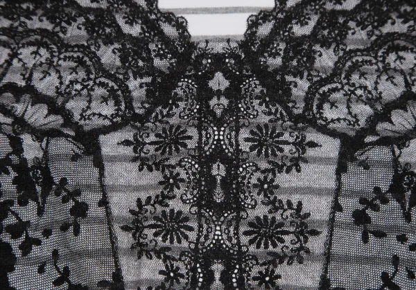 トリココムデギャルソンtricot COMME des GARCONS レースビスチェプリントボーダーカットソー 白グレーS K-113235_006