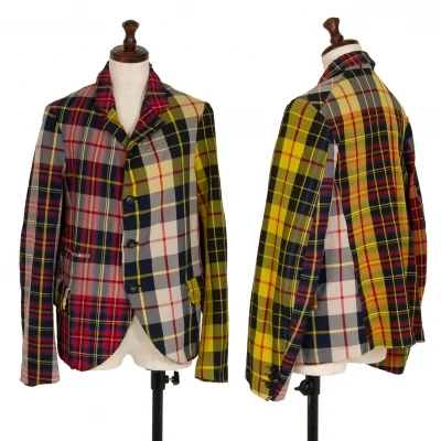 コムコム コムデギャルソンCOMME des GARCONS エステルタータンチェック4Bジャケット マルチ