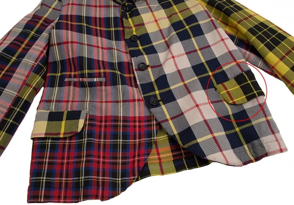 コムコム コムデギャルソンCOMME des GARCONS エステルタータンチェック4Bジャケット マルチS K-113247_009