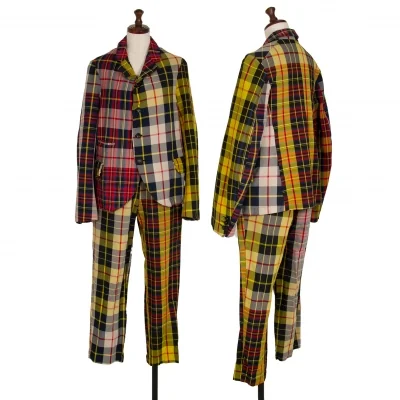 コムコム コムデギャルソンCOMME des GARCONS エステルタータンチェックセットアップスーツ マルチ