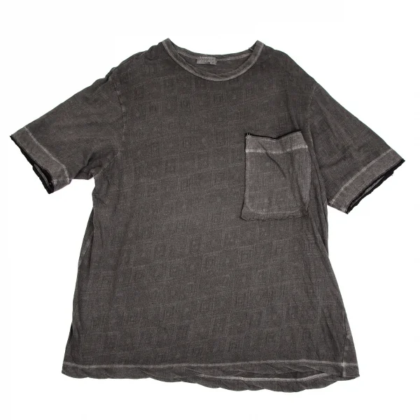 ヨウジヤマモト プールオムYohji Yamamoto POUR HOMME 製品染めコットンリネンビッグポケットTシャツ グレー3 K-113255_001