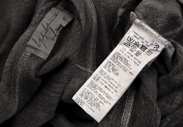 ヨウジヤマモト プールオムYohji Yamamoto POUR HOMME 製品染めコットンリネンビッグポケットTシャツ グレー3 K-113255_010