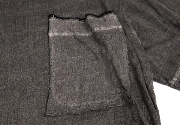 ヨウジヤマモト プールオムYohji Yamamoto POUR HOMME 製品染めコットンリネンビッグポケットTシャツ グレー3 K-113255_003