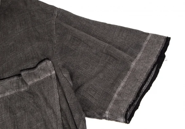 ヨウジヤマモト プールオムYohji Yamamoto POUR HOMME 製品染めコットンリネンビッグポケットTシャツ グレー3 K-113255_004