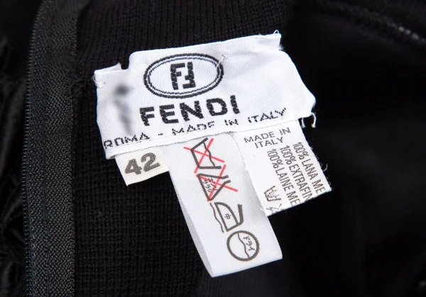 フェンディFENDI 刺繍モチーフ装飾ニットワンピース 黒42 K-113284_014