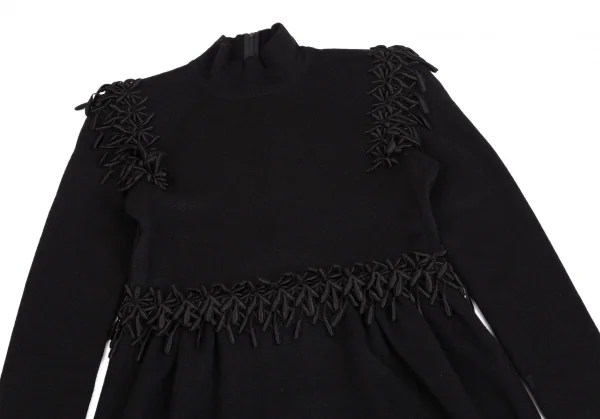 フェンディFENDI 刺繍モチーフ装飾ニットワンピース 黒42 K-113284_003
