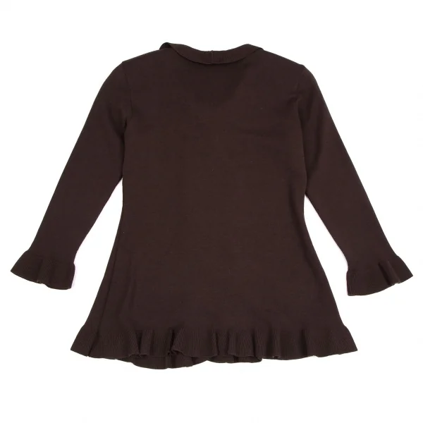 フェンディFENDI フリルニットカーディガン 焦げ茶44 K-113286_010