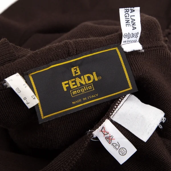 フェンディFENDI フリルニットカーディガン 焦げ茶44 K-113286_013