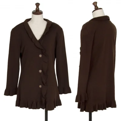 フェンディFENDI フリルニットカーディガン 焦げ茶