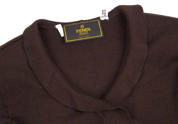 フェンディFENDI フリルニットカーディガン 焦げ茶44 K-113286_004