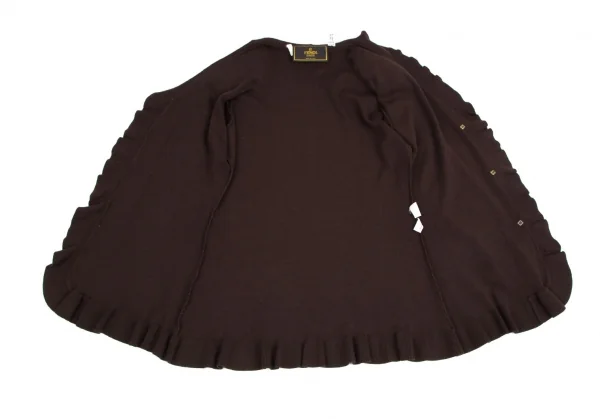 フェンディFENDI フリルニットカーディガン 焦げ茶44 K-113286_009
