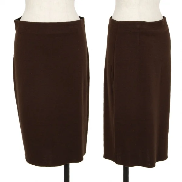 フェンディFENDI ウール台形ニットスカート 焦げ茶44 K-113287_001
