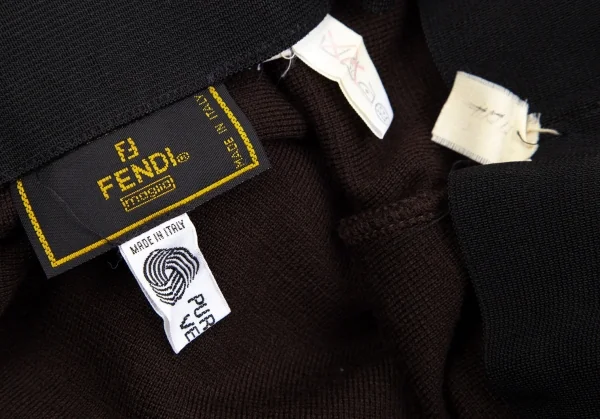 フェンディFENDI ウール台形ニットスカート 焦げ茶44 K-113287_010