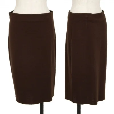 フェンディFENDI ウール台形ニットスカート 焦げ茶