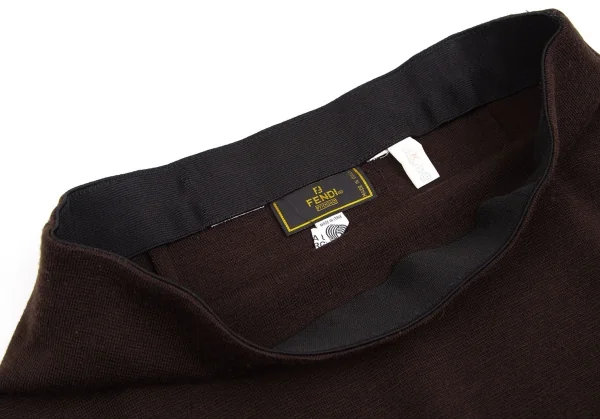 フェンディFENDI ウール台形ニットスカート 焦げ茶44 K-113287_004